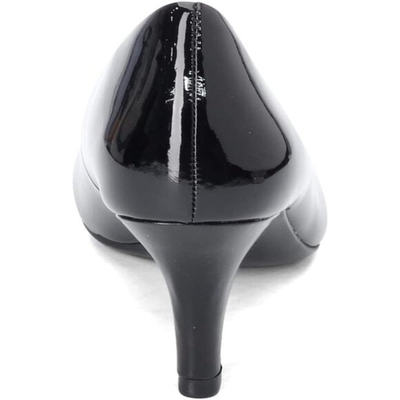 LifeStride Women Black Patent Polyurethane Closed Pointed Toes Kitten Heel Pumps - Picture 6 of 8